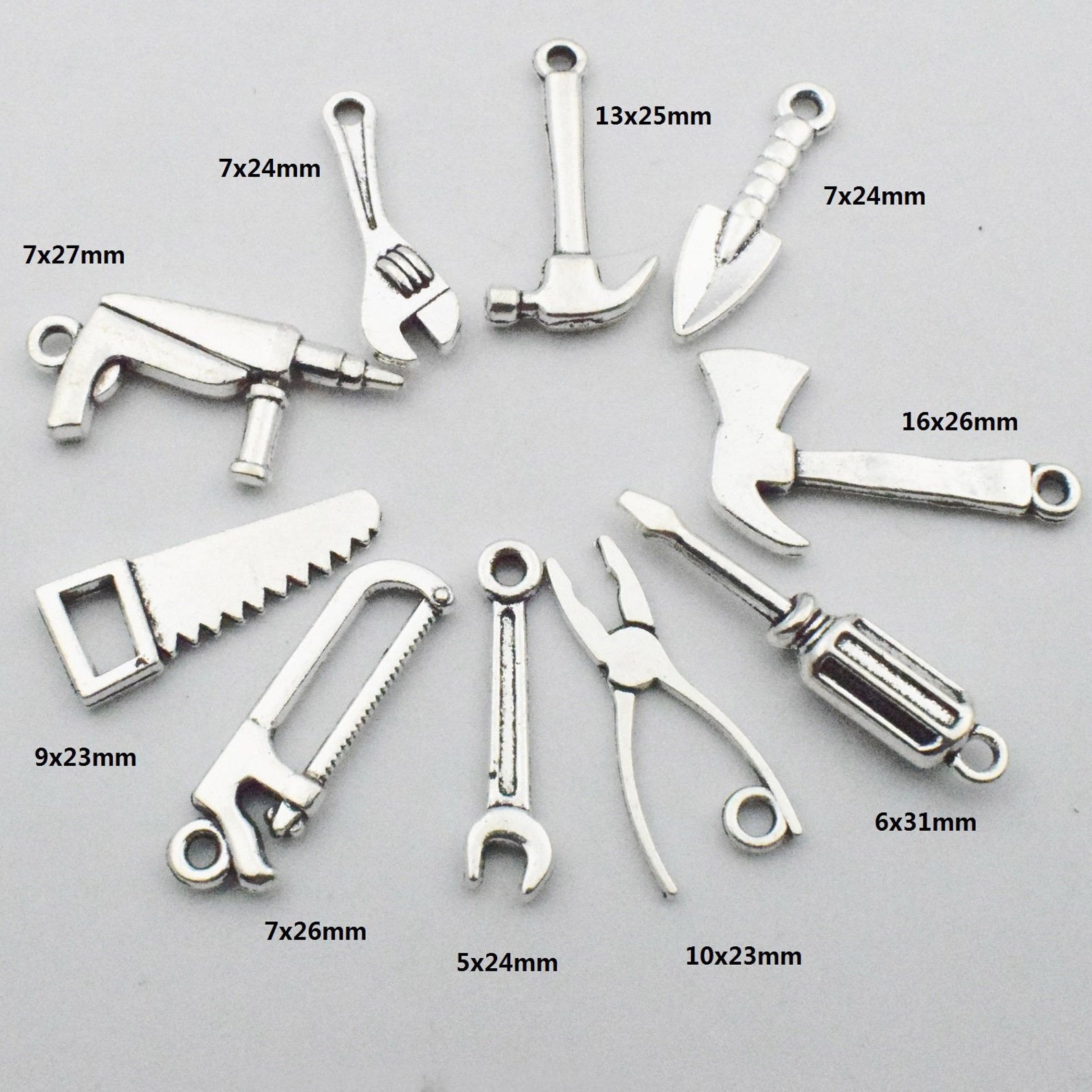Tool Charms Antiqued Silver BULK Charms Carpenter Charms Tool Etsy