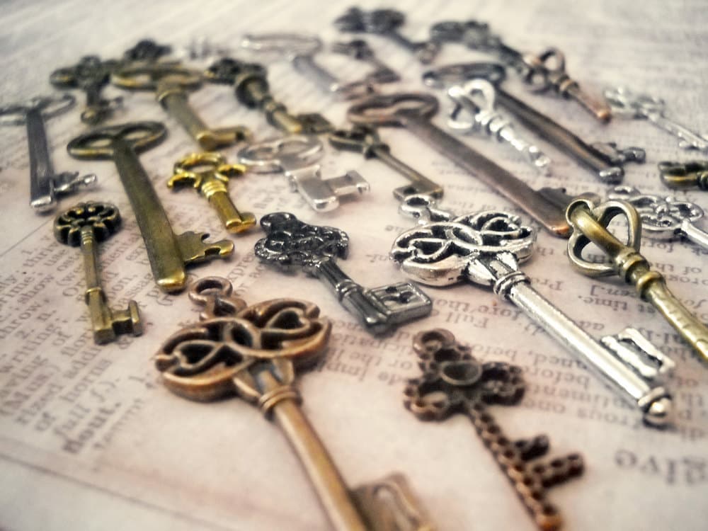 Key Charms Skeleton Key Pendants Antiqued Silver Copper Bronze Black …