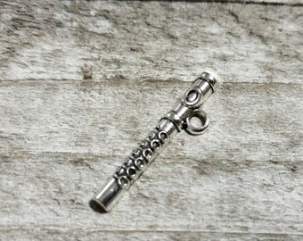 Flute Charms Flute Pendants Antiqued Silver Band Charms Marching Band Charms Instrument Charms 4 pieces 29mm