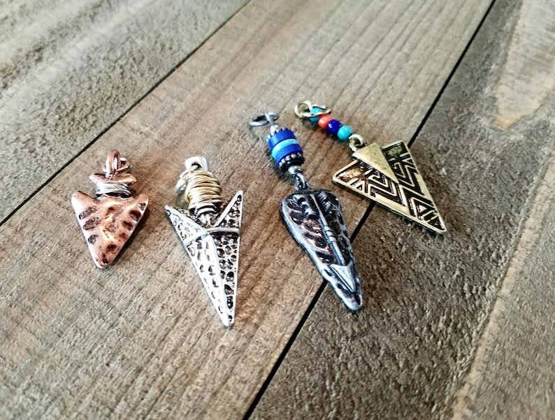 Arrowhead Pendants Arrowhead Charms Set Verdigris Patina Pendants Western Charms Arrow head Charms Assorted Charms Silver Copper Bronze PRE