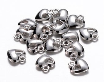 Heart Charms Silver Heart Charms Bulk Charms Silver Charms Wholesale Charms 20pcs Heart Pendants Valentines Day Love Charms 13mm