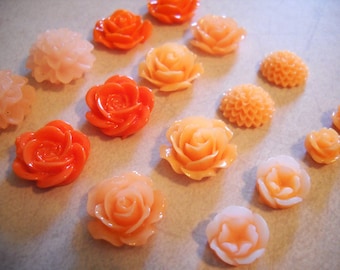 Flower Cabochons Flower Flatback Flat Back Flower Resin Flowers Resin Cabochons Assorted Cabochons Flower Flat Backs 10 pieces