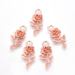 Rose Charms Rose Gold Rose Charms Rose Gold Charms Flower Charms Spring Charms 10pcs PREORDER