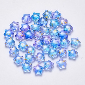 Glass Star Beads Blue Ombre Beads Lot Celestial Jewelry Beads Mixed Beads Set Small Star Beads Mix 8mm 10pcs