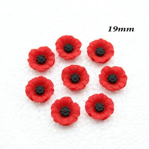 Cabochons coquelicots fleurs rouges Flatbacks fleurs dos plat Cabochons coquelicots fleurs dos plat 30 pcs 19 mm PRÉCOMMANDE