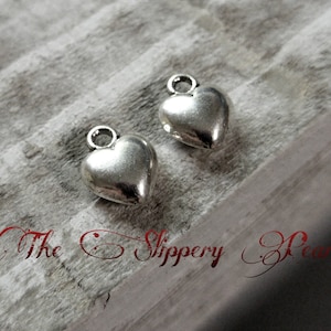 Heart Charms Silver Heart Charms Puff Heart Charms Silver Charms Wholesale Charms Love Charms 10 pieces