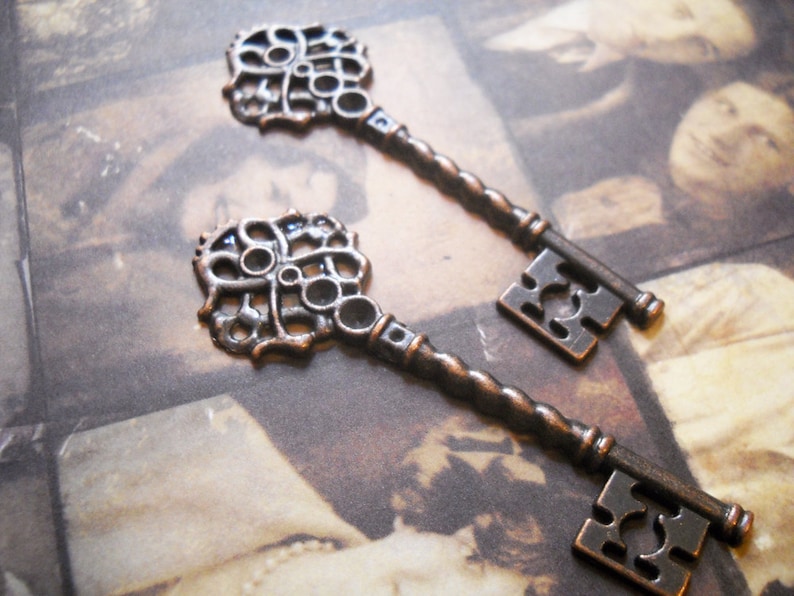 Copper Key Pendants Antiqued Copper Keys Steampunk Keys Key Etsy