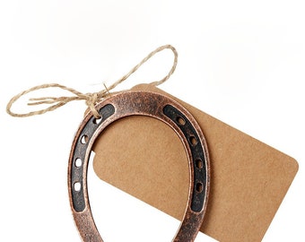 30 Wedding Favors For Guests In Bulk Large Horseshoe Pendants Western Findings Wholesale + Tags and Twine 3" 60pcs Total