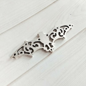 Bat Pendant Connector Antiqued Silver Bat Charm Bat Link Halloween Pendant Link Connector Pendant Silver Charm Filigree Charm