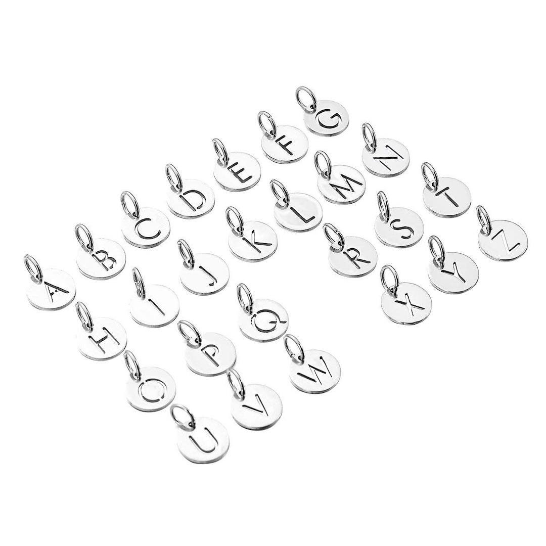 Alphabet Charms Initial Charms Set Silver Letter Charms Silver Alphabet Charms Alphabet Letters