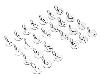 Alphabet Charms Initial Charms Set Silver Letter Charms Silver Alphabet Charms Alphabet Letters Stainless Steel Letter Charms FULL ALPHABET