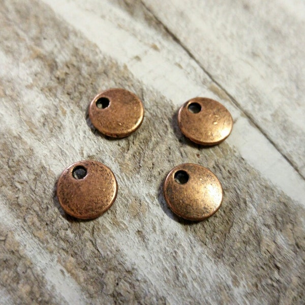 Metal Stamping Blanks Antiqued Copper Blank Charms Pendants Metal Circle Tag Blanks 10 pieces 8mm