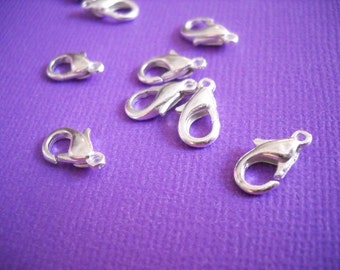 Lobster Clasps Silver Parrot Clasps 12mm Clasps Shiny Silver Clasps Jewelry Clasps Wholesale Findings 10 pieces