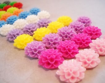 Flower Flatbacks Resin Flower Flatbacks Flower Cabochons Mum Cabochons Chrysanthemum Flatback Flower Flatback Assorted Flower Flatbacks 10pc