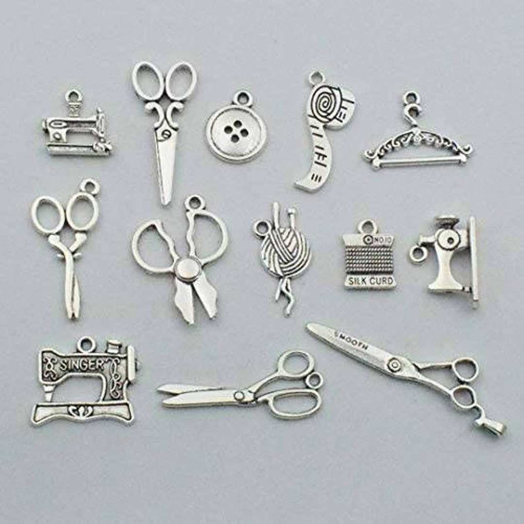 10pcs Mixed Alloy Mini Scissors Charms Bulk Antique Silver/Gold Color  Scissors Pendant Vintage For DIY Handmade Jewelry Making
