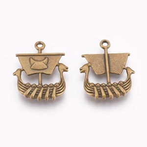 Ship Charm Viking Ship Pendant Antiqued Bronze Charm Viking Charm Viking Age Silver Pendant 3D