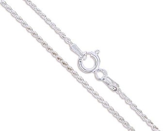 Sterling Silver Chain Silver Rope Chain Diamond Cut Chain Pure 925 Silver Chain Necklace Chain Silver Necklace 16" to 30"