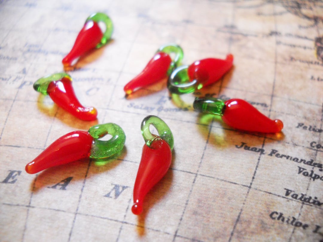 Glass Chili Pepper Charms Chili Pepper Pendants Red Chili Peppers