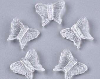 Clear Butterfly Beads Acrylic Beads Spring Jewelry Supplies Beads Set Jewelry Making Pastel Beads 14mm Beads 20pcs