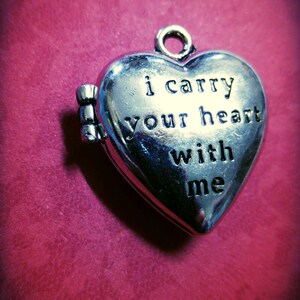 Locket Pendant Photo Locket Quote Locket Heart Locket I Carry Your Heart With Me Antiqued Silver Heart Pendant Heart Charm PREORDER