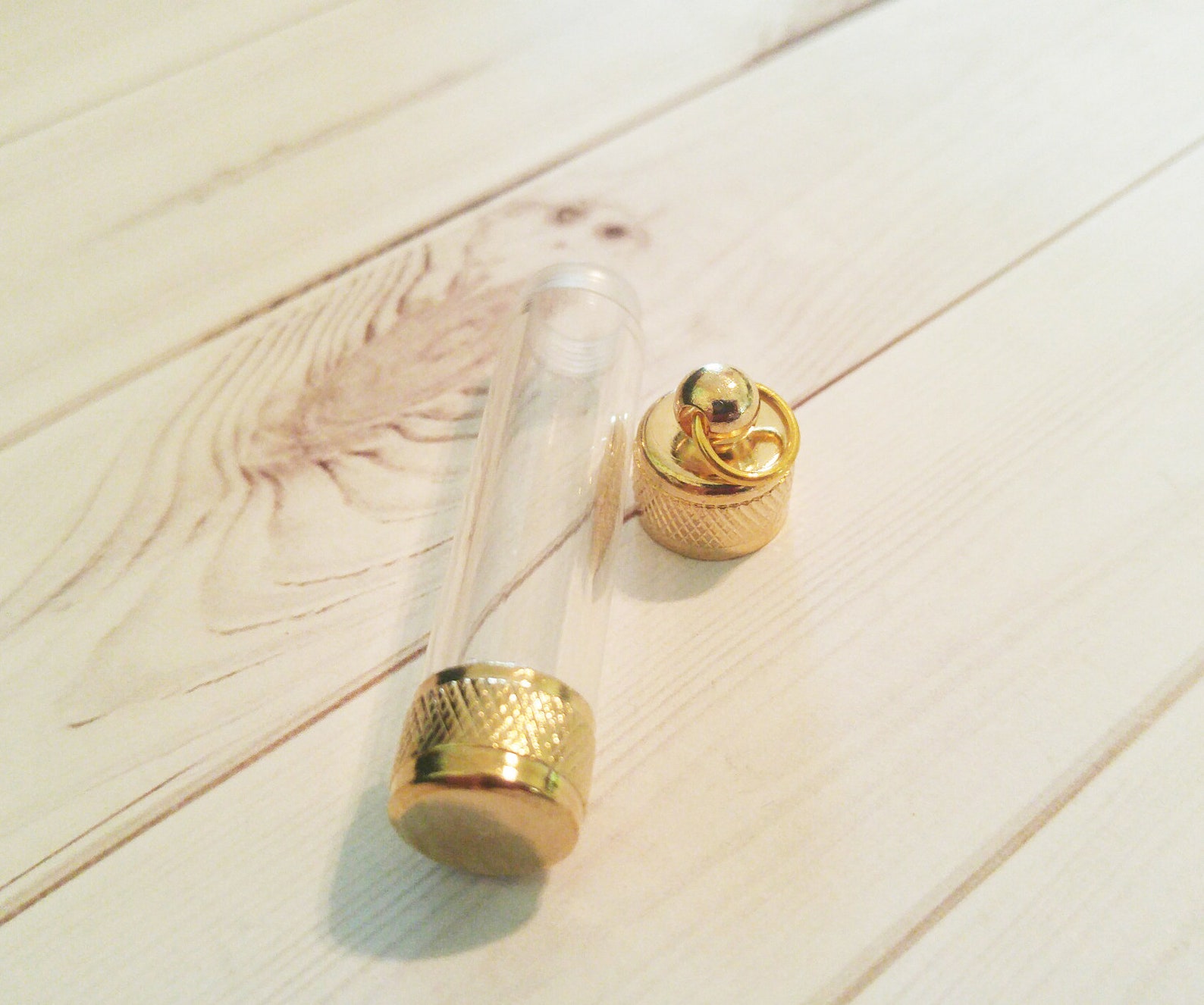 Glass Vial Pendant Small Glass Bottle Tube Vial Gold Twist Etsy