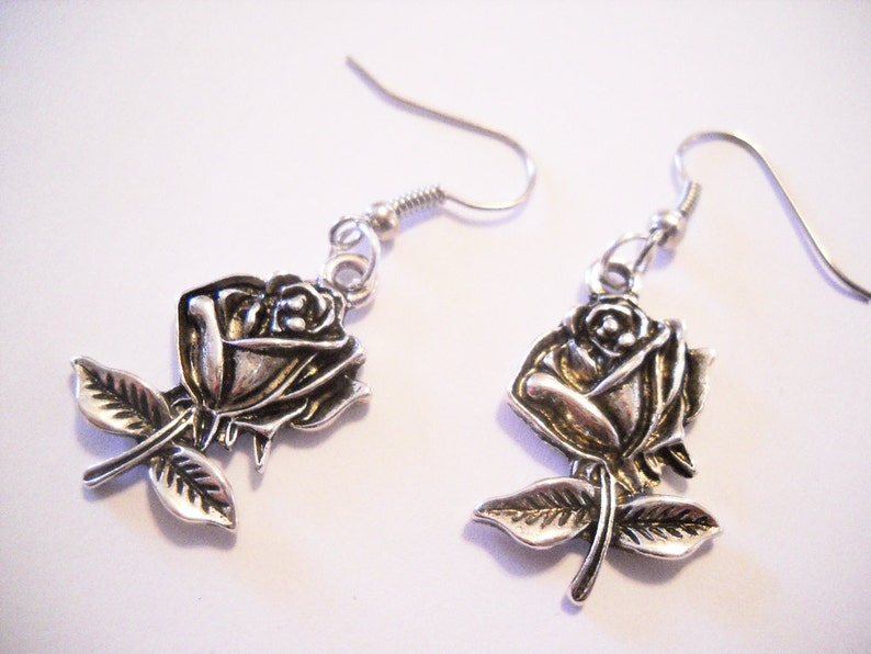 Rose Charms Rose Pendants Antiqued Silver Rose Charms Silver Charms Silver Pendants Flower Charms Ornate Design Silver Flowers 10 pieces image 3