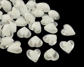 Glow In the Dark Beads White Bead Lot Lampwork Beads Jewelry Making Supplies 16mm Beads Heart Beads 4pcs