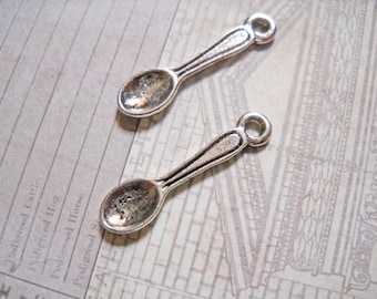 Dijes de cuchara Dijes de cuchara de plata Colgantes de cuchara Dijes de cocina Dijes de cocina Dijes en miniatura 10 piezas