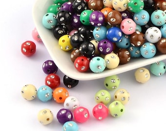 Bulk Beads Wholesale Beads Bling Beads Assorted Beads Large Lot 50pcs 8mm Beads Acrylic Beads in Bulk Assorted Colors