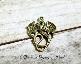 Dragon Pendant Dragon Charm Bronze Dragon Charm Fairy Tale Charm Fairy Tale Pendant Mythical Charm Fairytale Charm Mythical Pendant