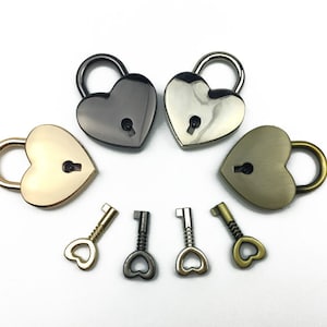 Lock and Key Pendants Heart Lock Pendants Real Lock Pendants Padlock Key to My Heart Pendants Set Bronze Gold Silver Black Locks