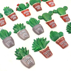 Juego de cabujones de cactus, cabujones suculentos, cabujones de cactus con parte trasera plana, adornos de cabujones de parte trasera plana, 14 piezas