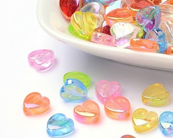 Acrylic Beads Plastic Beads Assorted Beads Wholesale Beads BULK Beads Heart Beads Bubble Beads 50 pieces 8mm