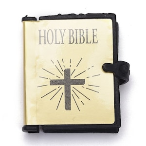 Miniature Bible Charm Miniature Holy Bible Pendant Book Pendant Tiny Book Charm Gold