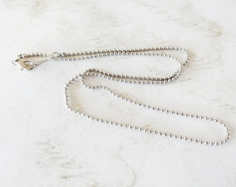 Ball Chain Necklace 18K White Gold Plated Chain Antiqued Silver Beaded Chain Bead Necklace Wholesale Chain 16 Inch Chain