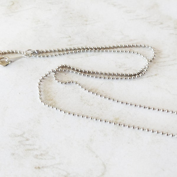 Ball Chain Necklace 18K White Gold Plated Chain Antiqued Silver Beaded Chain Bead Necklace Wholesale Chain 16 Inch Chain