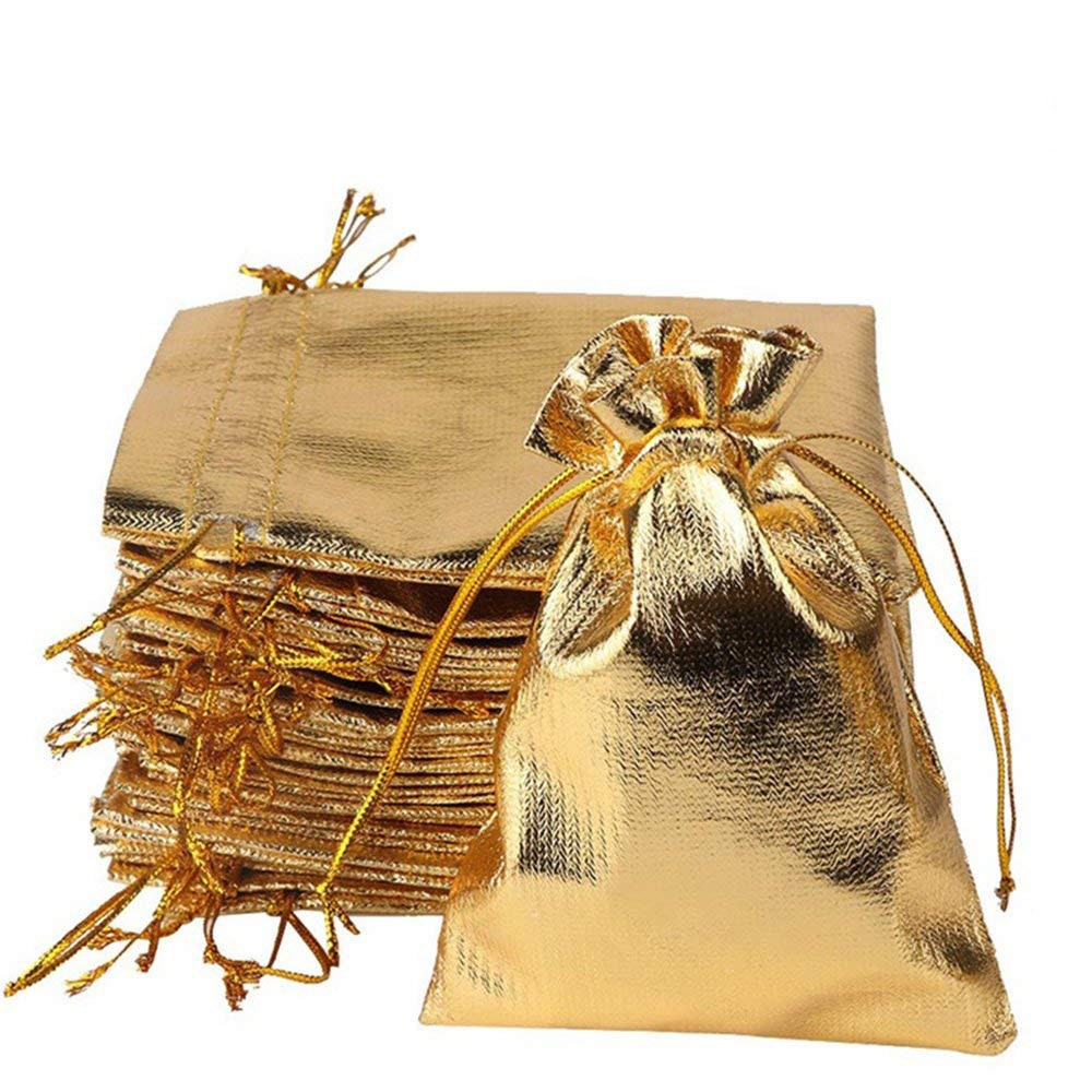 Luxury Gold Gift Bag Bundle 10 pack Wide Cotton Handle Sand Flower