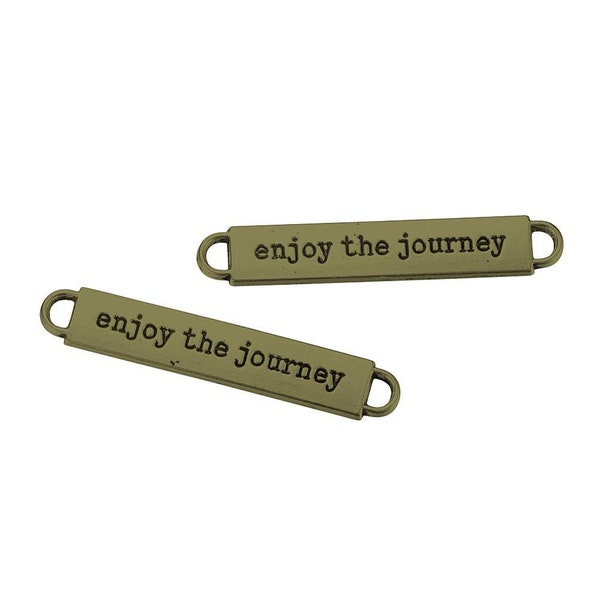 Quote Pendant Connectors Antiqued Bronze Word Pendant Connector Enjoy the Journey Charms Link Pendants Inspirational Jewelry Supplies 2pcs