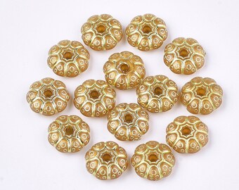 Metal Enlaced Beads Antiqued Beads Acrylic Bead Lot Vintage Style Beads Gold Coin 30pcs 11mm