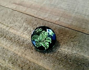 Snap Chunk Button Floral Chunk Snap 18mm Chunk Black Green