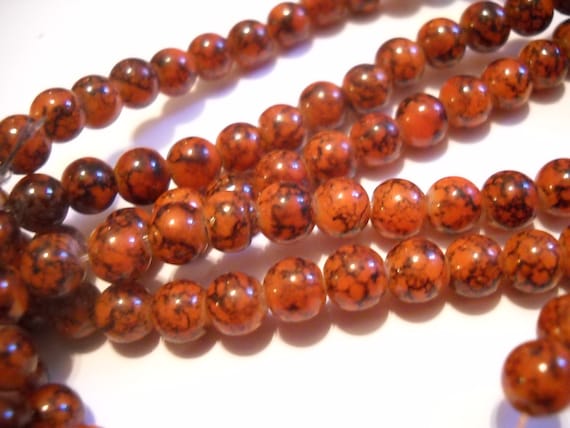 A30//1 Matt Dark Brown Round Glass Beads 6mm Pack of 20