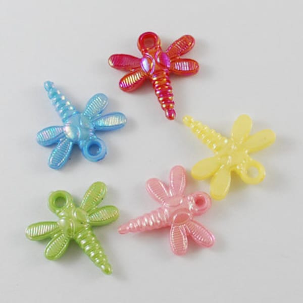 Dragonfly Charms Insect Charms Dragonfly Pendant Rainbow Dragonfly Charms Acrylic Dragonfly AB Finish 22mm 20pcs