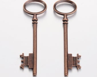 Grote sleutel hanger Skeleton Key bruiloft sleutel antieke koperen sleutel groothandel sleutel 3 inch sleutel bedel 80 mm