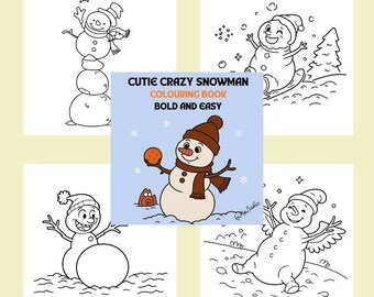 Kolorowanka cyfrowa do pobrania z "Cute Crazy Snowmen" - 24 strony w formacie PDF + PNG + DODATKOWE STRONY