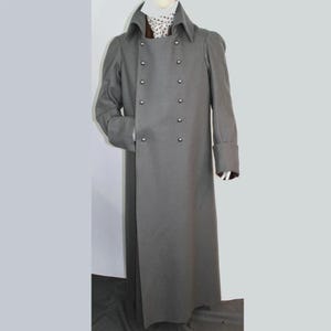 New Napoleonic Greatcoat Double Breasted Overcoat, Men&#39;s Regency Coat ,Gray Wool Long Coat