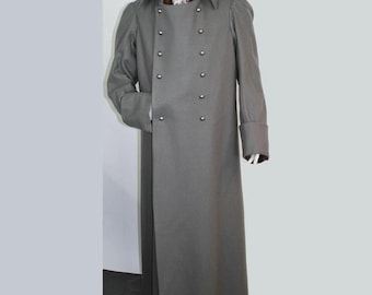 New Napoleonic Greatcoat Double Breasted Overcoat, Men&#39;s Regency Coat ,Gray Wool Long Coat