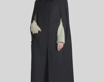Wool Long Cape Coat - Ladies/Mens Winter Outerwear