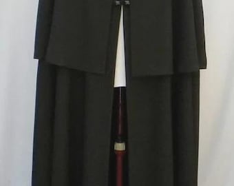 MEN'S Black  Wool Layered Cape