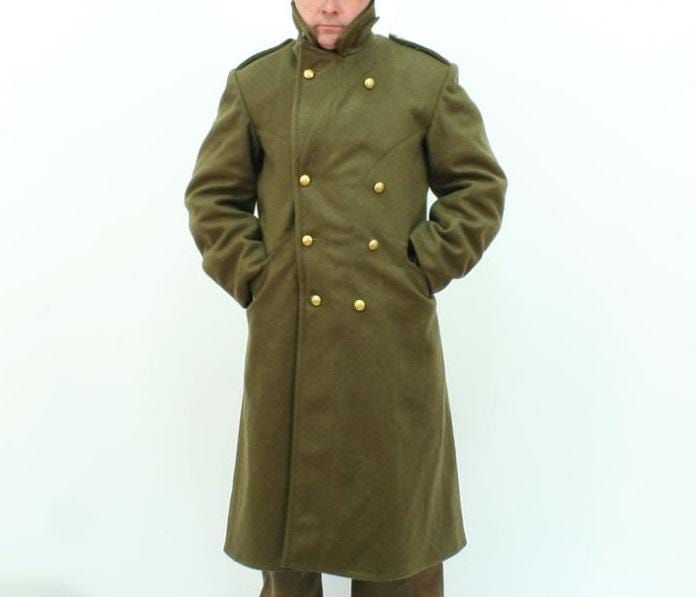 WW2 British Army Wool Greatcoat: 1940 Pattern Dismounted Overcoat