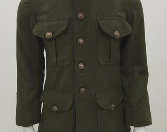 WW1 US Wool Military Tunic: Silk Lined Army Jacket